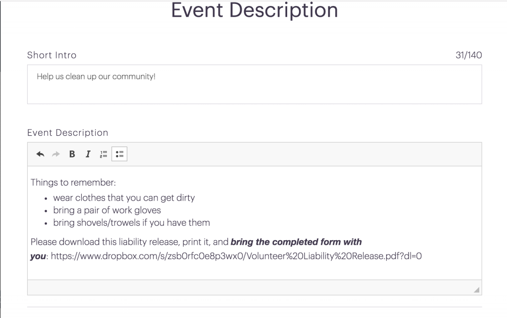 MomClone new features for signup tool and team tool event description editor